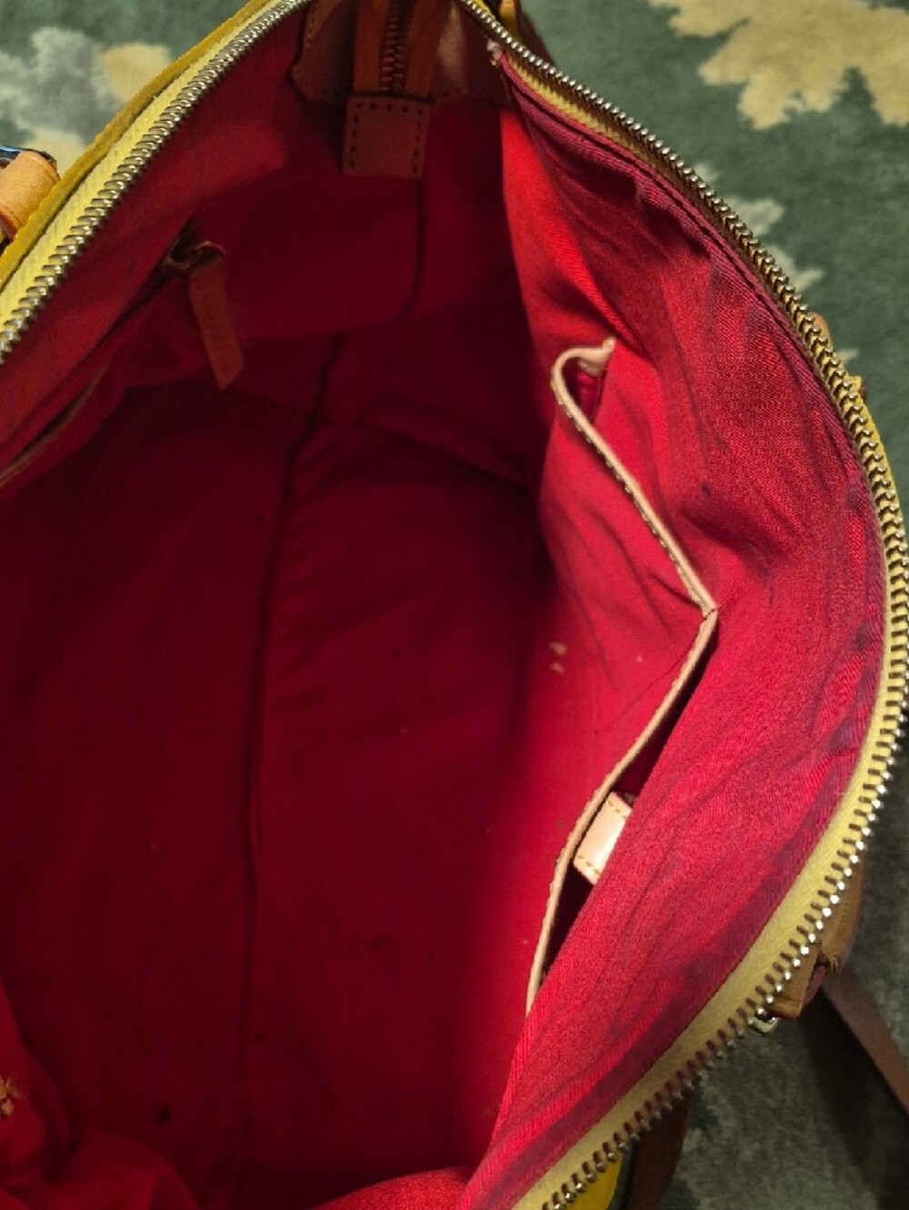 Dooney & Bourke Yellow Leather-Trim Satchel with Tan Handles - Picture 11 of 12